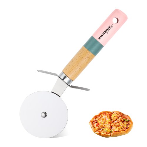 Krajalnica do pizzy z drewnianą rączką - różowo-niebieska