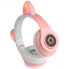 Wireless headphones with cat ears - MG B39, pink