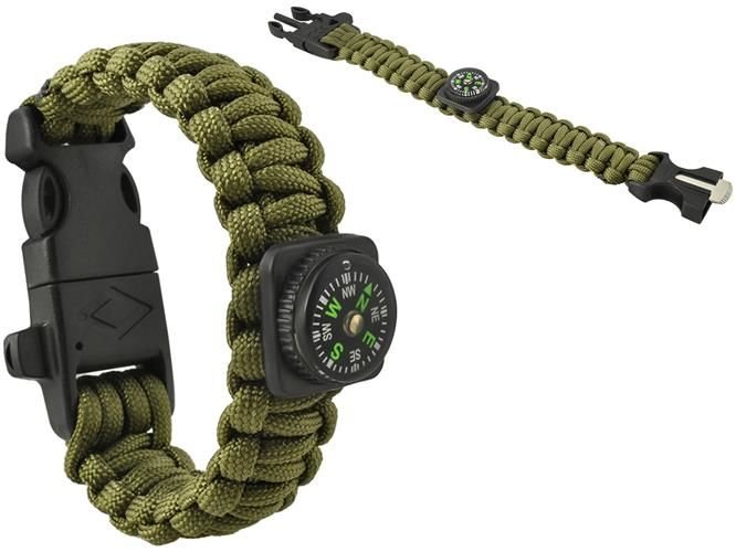 Survival bracelet with compass green