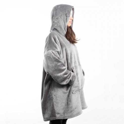 TV hoodie / blanket with hood - grey