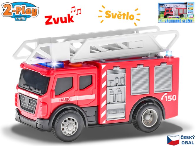 2-Play Traffic Auto hasiči CZ design 14cm na baterie volný chod se světlem a zvukem v krabičce