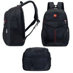 Sportovní školní turistický batoh, černý, městský, velký, unisex