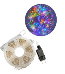 Venkovní vánoční nano řetěz 20 m 600 LED se záblesky s časovačem průhledný kabel - barevný