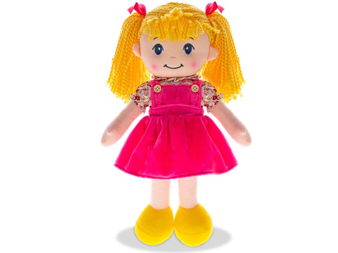 Bábika Rozárka, mäkké telo, 35 cm, na batérie, česky hovoriaca blondínka, 0m+, v taške