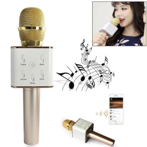 Bezdrátový bluetooth karaoke mikrofon Q7 - Rose gold