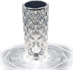 Krištáľová RGB LED stolová lampa s efektom 3D ruže - veľká