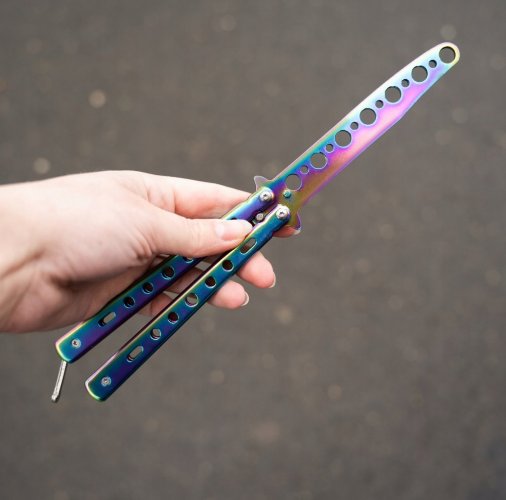 Blunt bow tie training knife - rainbow