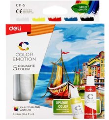 DELI Barvy temeperové 5 barev, 12ml COLOR EMOTION EC11-5