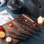 Set of kitchen knives with marble pattern and stand - 8 pcs