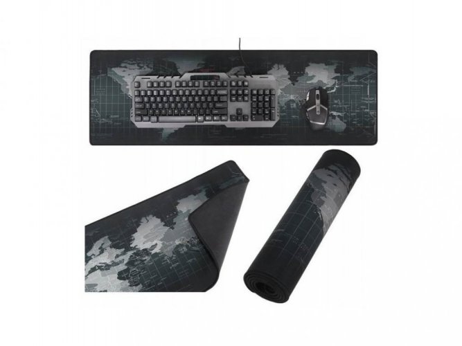 Mouse pad with world map keyboard - 88/33cm