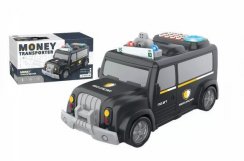 A money box in the shape of a police transporter