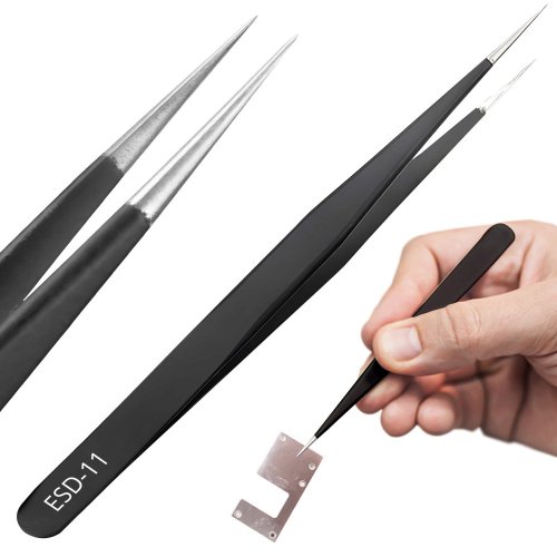 10x antimagnetická pinzeta rovná ESD-11 kovová ostrá úzká XXL sada