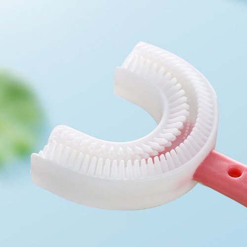 Bàn chải đánh răng hình chữ U cho bé 6-12 tuổi - hồng