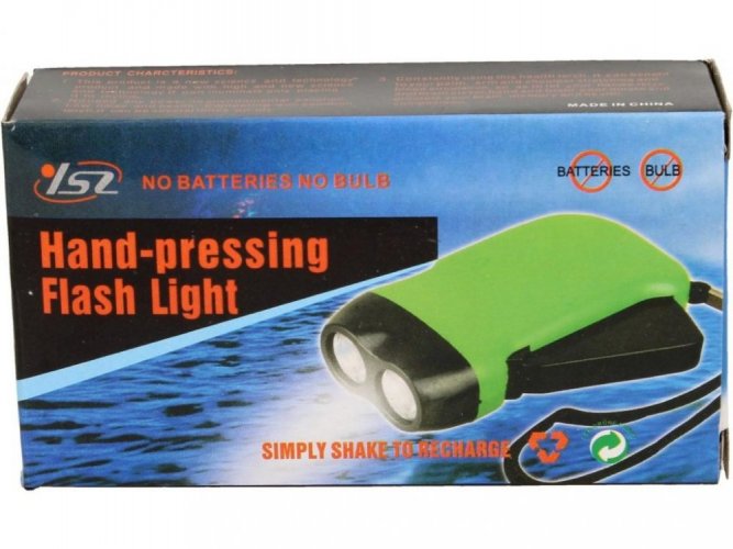 Survival flashlight, rechargeable by pressing