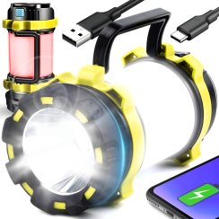 Výkonná LED pracovní svítilna s rukojetí – vojenská, nabíjecí přes USB