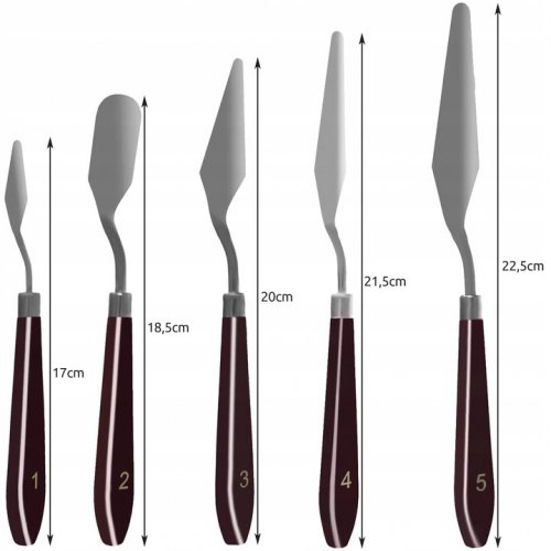 Paint spatulas - 5 pcs steel / plastic