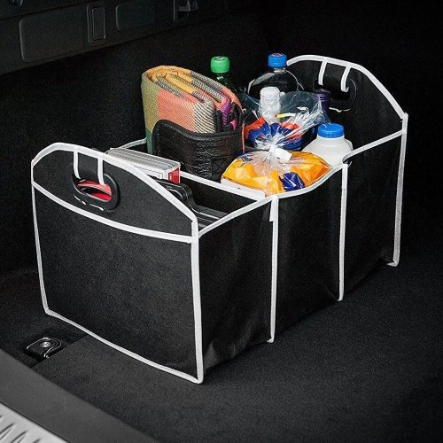 Folding organizer in the trunk of a car