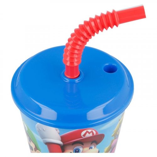 Plastový kelímok pre deti so slamkou Super Mario