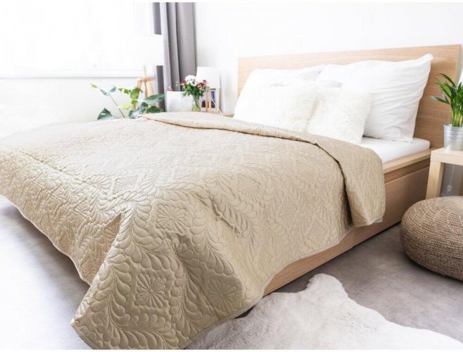 Luksusowa narzuta na łóżko - beżowa 220 × 240 cm