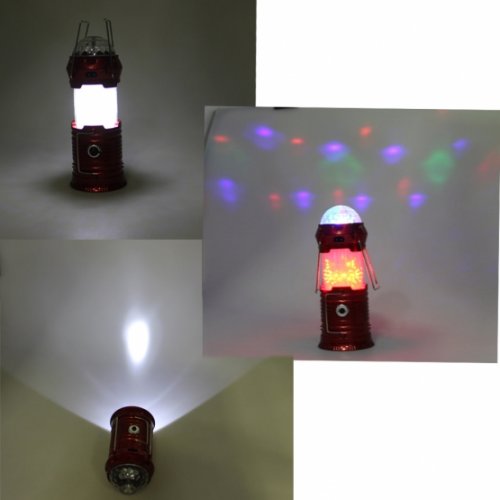 Solar LED camping flashlight with strobe effect