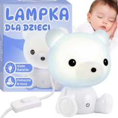 Noční lampička medvídek pro děti stolní lampa do zásuvky bílá dekorativní 3D
