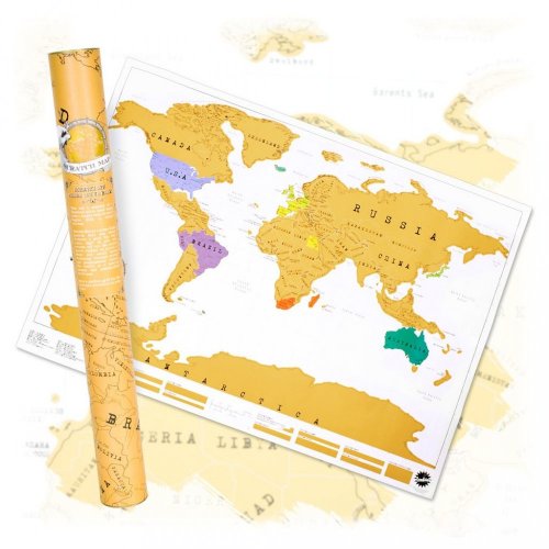 Veľká stieracie mapa sveta- biela