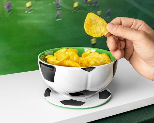 Soccer bowl with soccer coaster