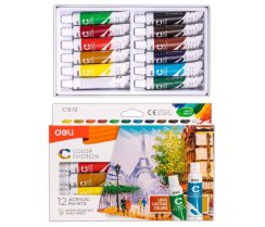 DELI Barvy akrylové Color Emotion 12barev 12ml