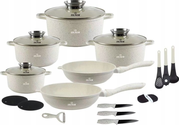 Set of pots - white ceramic and marble 17 pcs