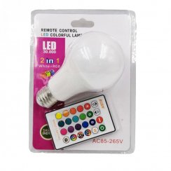 Dimmable LED A60 bulb RGB + CW / WW with remote control E27 / 9W / 230V