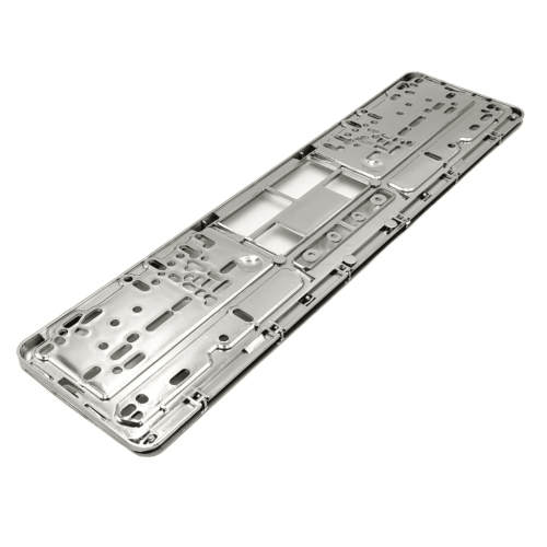 Chromovaný rámeček registrační značky – plastový, 528 × 130 mm