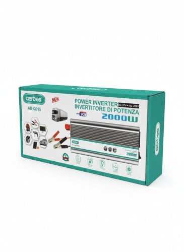 Prevodník napätia z 12 V batérie na 230 V zásuvku, 2000 W + USB