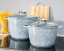 Set of ceramic-marble pots - 4 pcs, grey