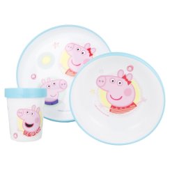 non slip 3pcs bicolor premium set plate bowl tumbler 260 ml bicolor premium anti slip peppa pig core (1)