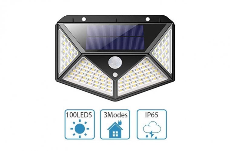 Solar four-sided LED lighting with motion sensor
