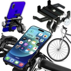 Pevný hliníkový univerzální držák telefonu na kolo, koloběžku a motorku - SR252
