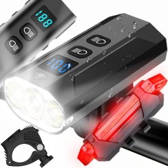 Výkonné cyklistické světlo LED přední + zadní 900 lm 2500 mAh - ER1032