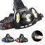 Rechargeable HEADLIGHT headlamp with three headlamps and zoom - red