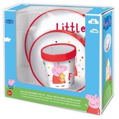 Trojdílný set nádobí pro děti Prasátko Pepa - červenobílý Little Friend