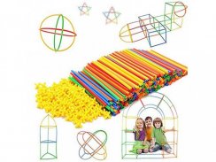 95924 0 100pcs kids plastic straws building blocks construction toys children spatial thinking games assembly toy