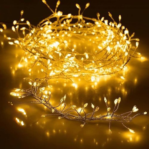 Venkovní vánoční nano řetěz 100 m 3000 LED s časovačem zelený kabel - teplá bílá