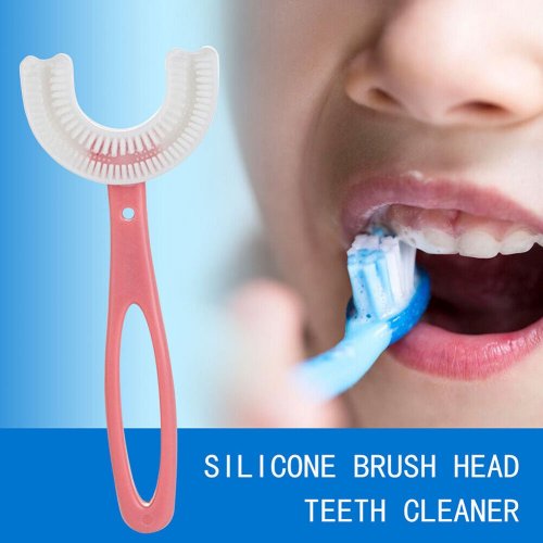 Bàn chải đánh răng hình chữ U cho bé 6-12 tuổi - hồng
