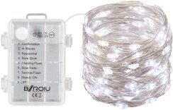 Vnitřní vánoční mikro řetěz 10 m 100 LED na baterie s časovačem - studená bílá (WSaaa3114)