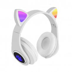 Wireless headphones with cat ears - B39M, white