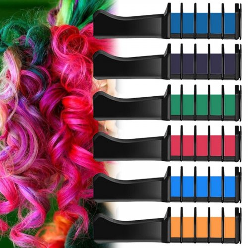 Hrebeň s farebnými kriedami na vlasy - 8 farieb