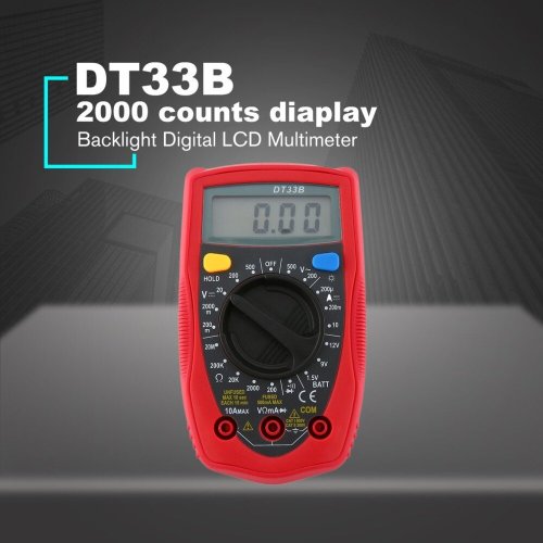 DT33B DT33C Digital Multimeter Backlight Buzzer Protection AC DC Ammeter Voltmeter Ohm Portable Meter Data Hold DT33B DT33C Digital Multimeter Backlight Buzzer Protection AC DC Ammeter Voltmeter Ohm Portable Meter Data Hold