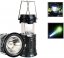 Rechargeable, solar, retractable camping lamp with USB port