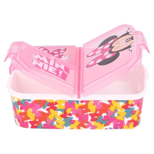 Sandwich box with multiple compartments - Minnie with bows.