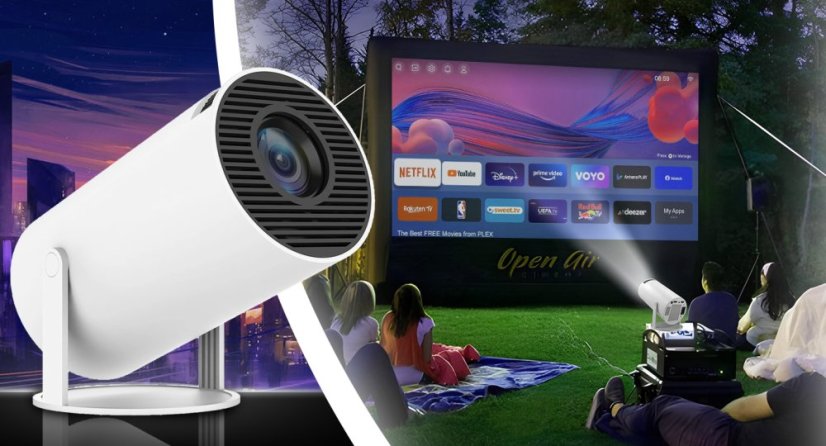 Android TV WiFi Full HD Máy chiếu thông minh di động có loa xoay