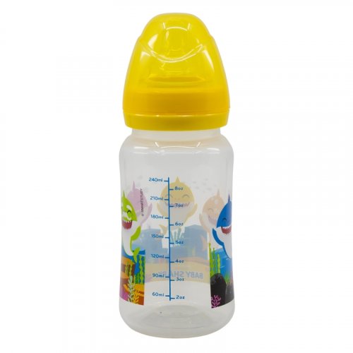 Dojčenská fľaša so silikónovým cumlíkom 240 ml Baby Shark